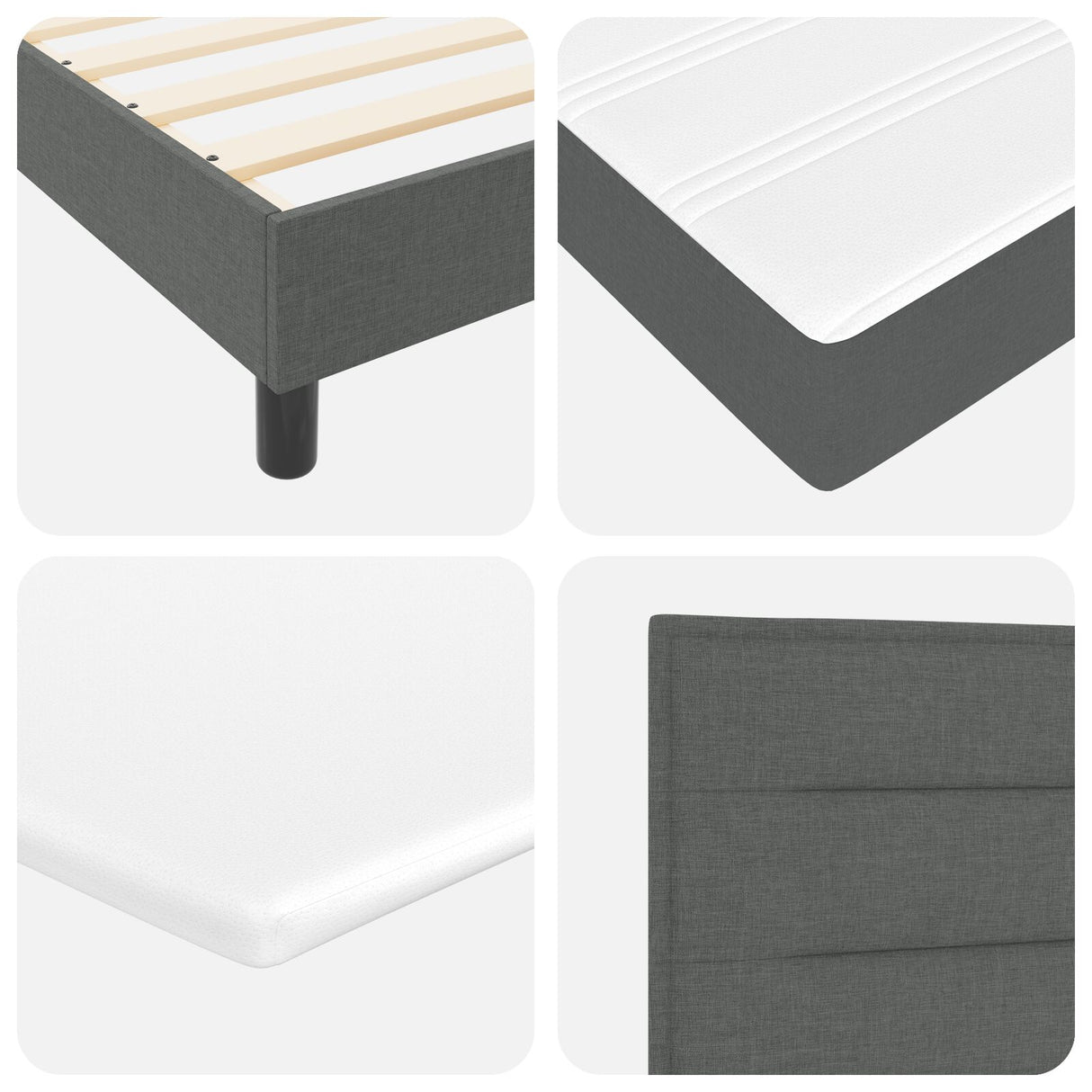 Bedframe met Matras Donkergrijs Stof 90 x 190 cm Bedmatras