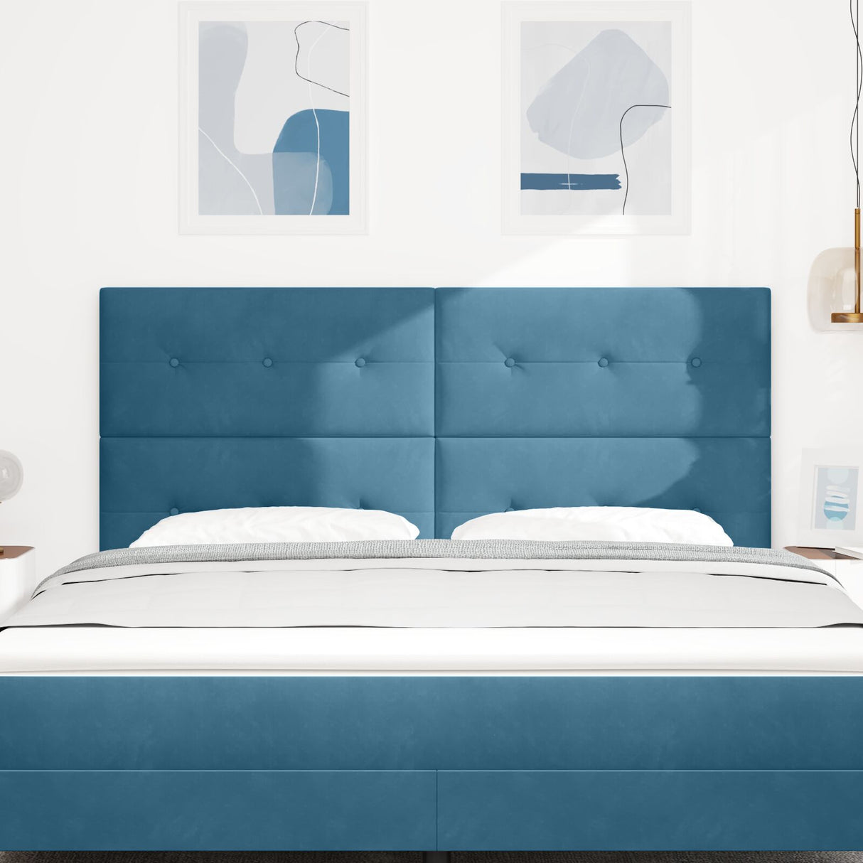 Hoofdbord Knop Tufted Donkerblauw 180 cm Fluweel