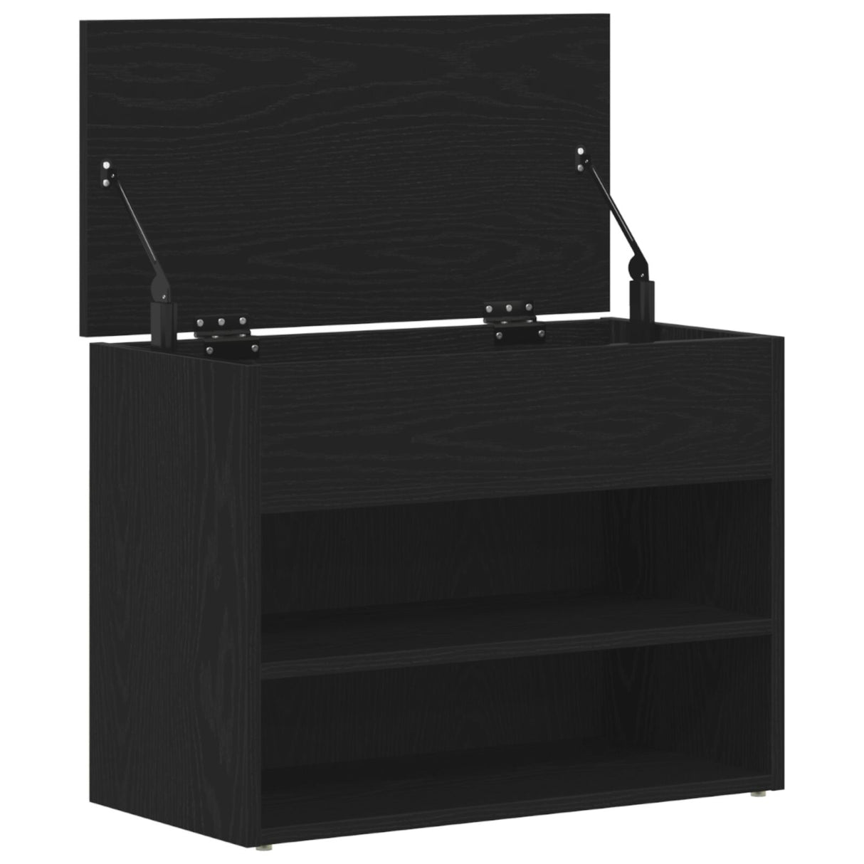 Halbank in Zwart Eiken, 60x30x45 cm, Geëngineerd Hout