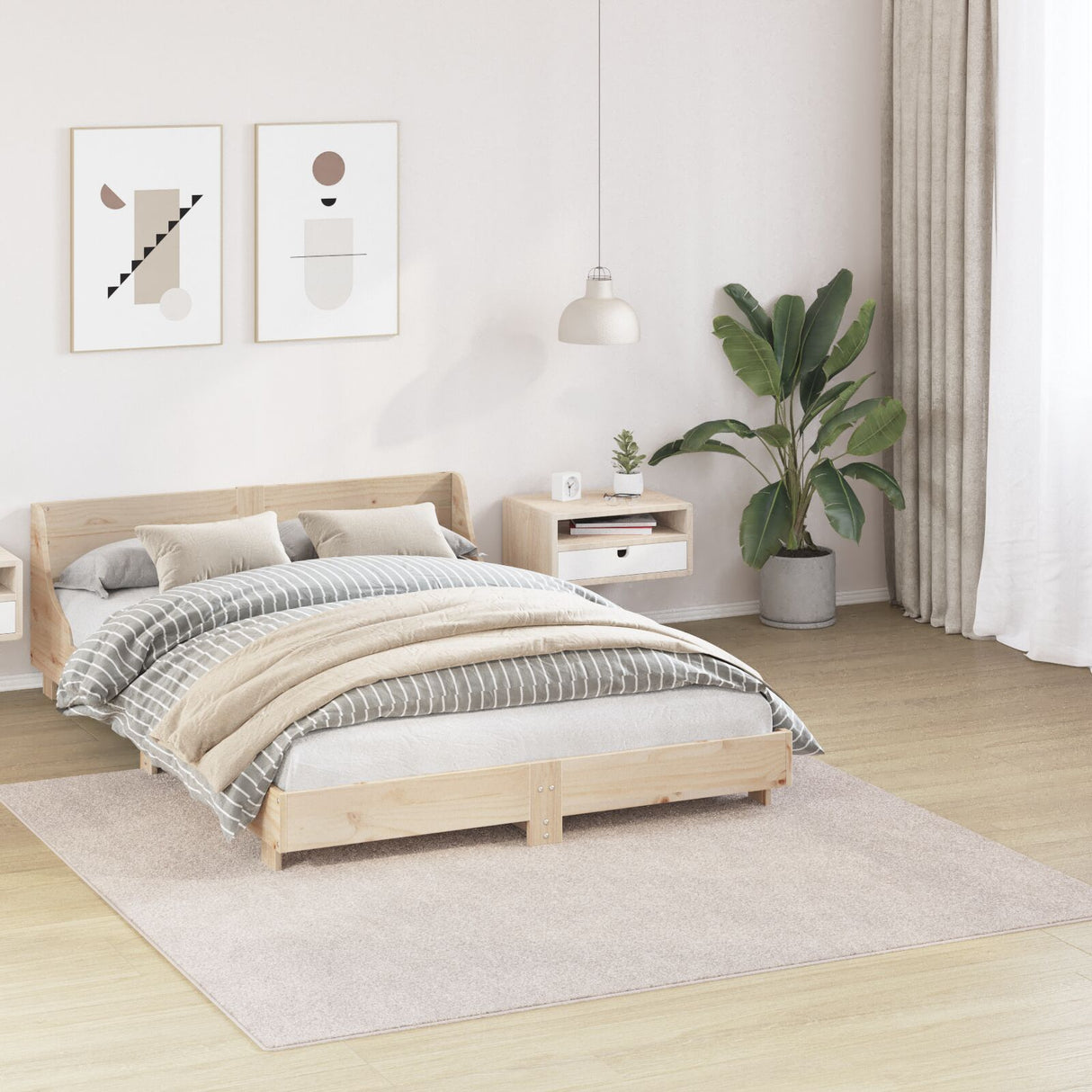 Shaggy Tapijt met Latex Achterkant Crème 200x200 cm