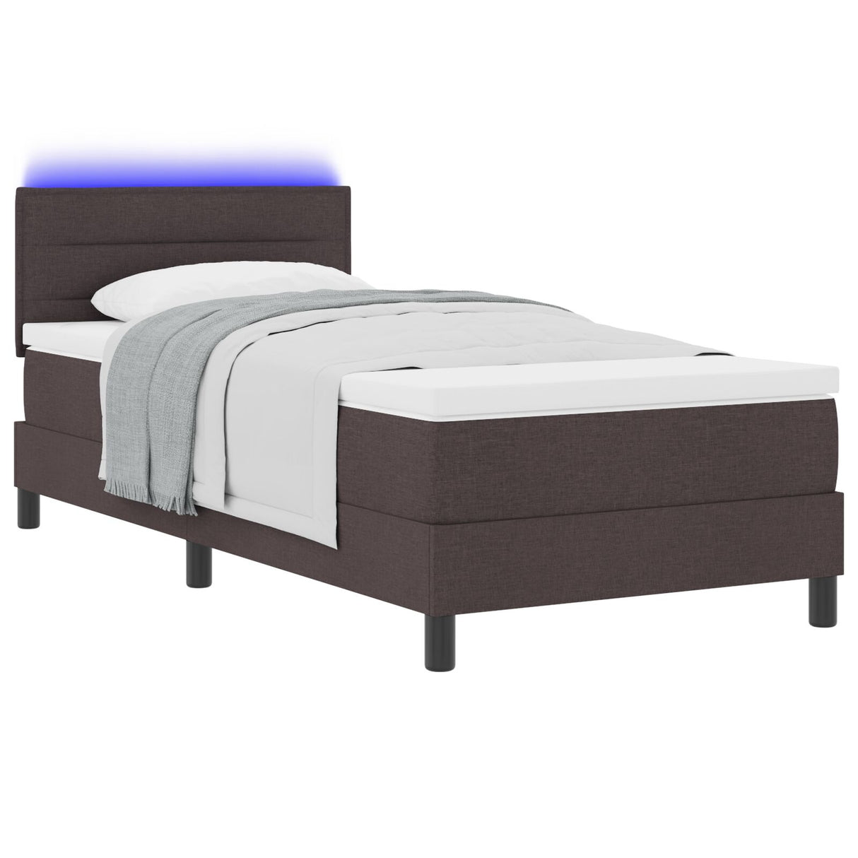 Bedframe met Matras Donkerbruin, Wit Stof 90 x 190 cm Bedframe