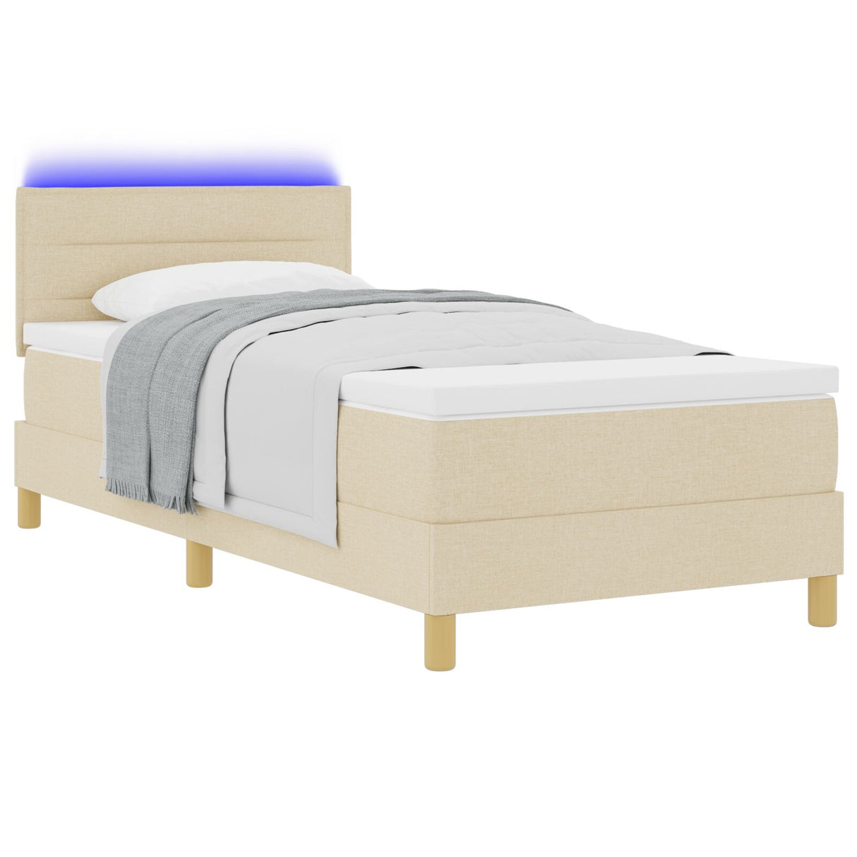 Boxspringbed met Matras & LED Crème 80x200 cm Stof