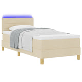 Boxspringbed met Matras & LED Crème 80x200 cm Stof