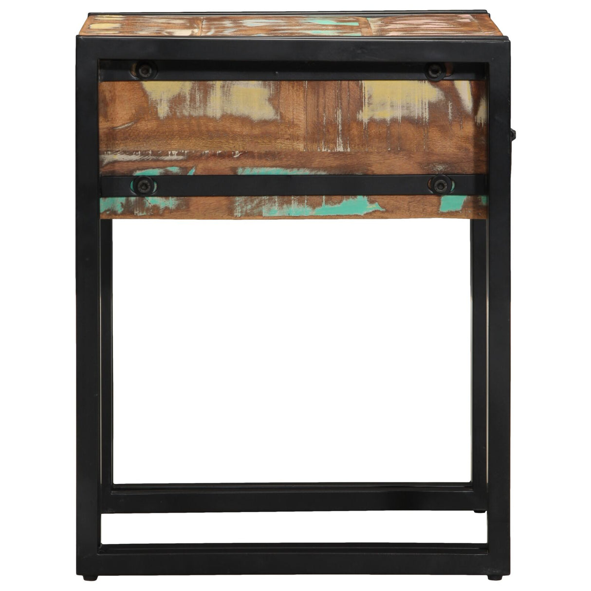 Bijzettafel met Lade Zwart 40x40x50 cm Massief Gerecycled Hout