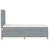 Boxspring Bed met Matras Lichtgrijs Eenpersoons Stof