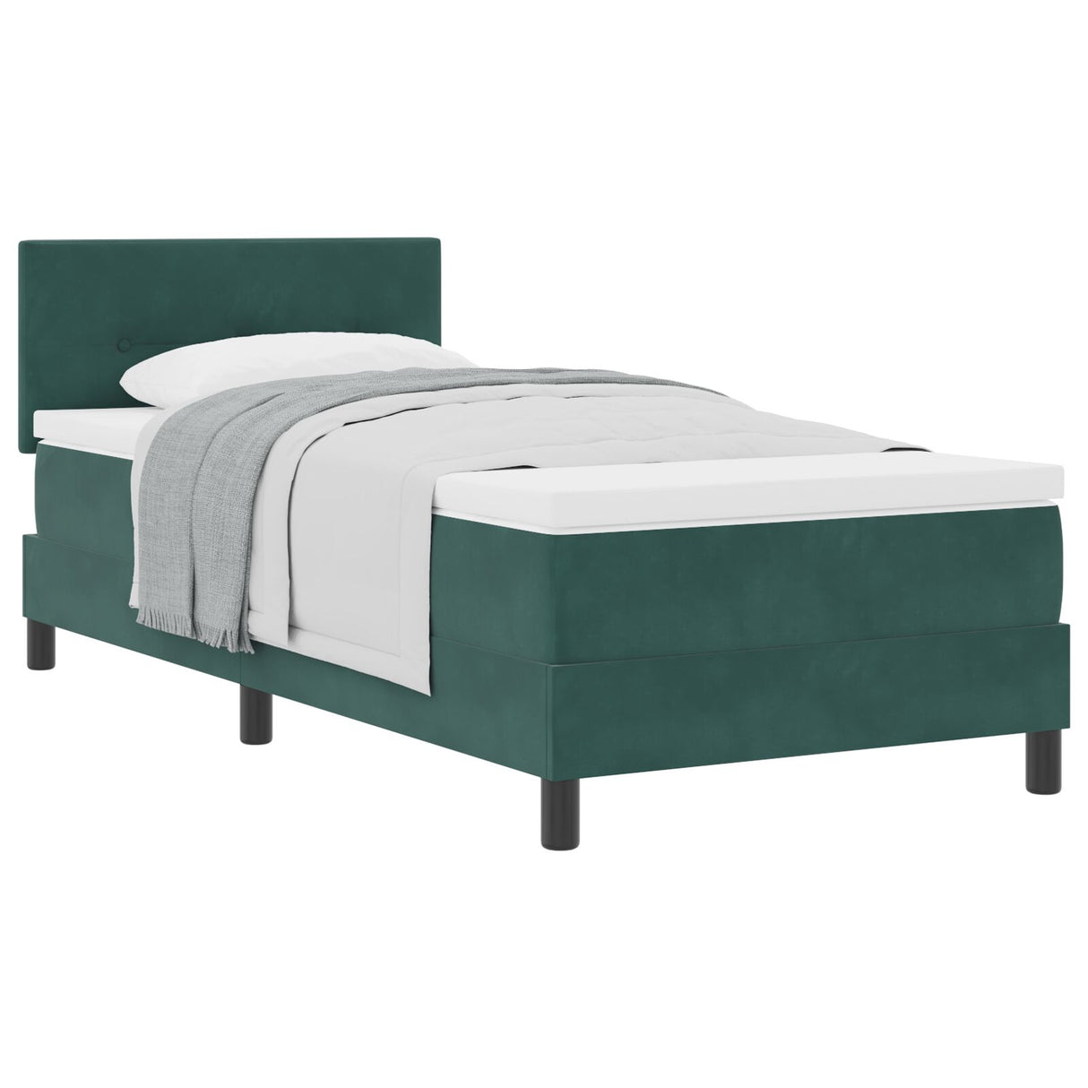 Boxspring Bed met Matras Donkergroen Eenpersoons Fluweel