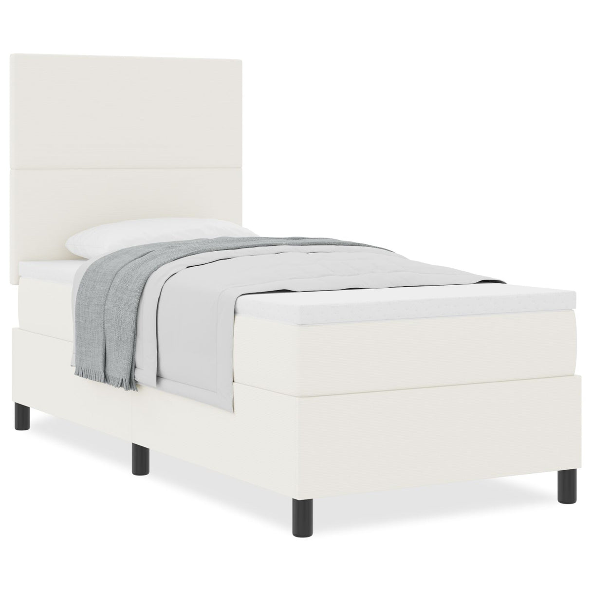 Boxspringbed met Matras Crème 80x200 cm Corduroy Stof