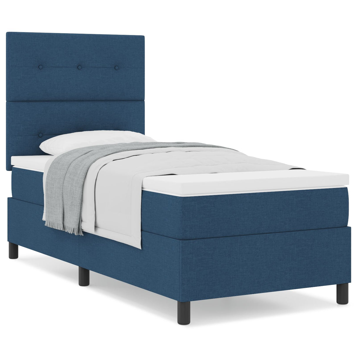 Boxspring Bed met Matras Blauw Eenpersoons Stof
