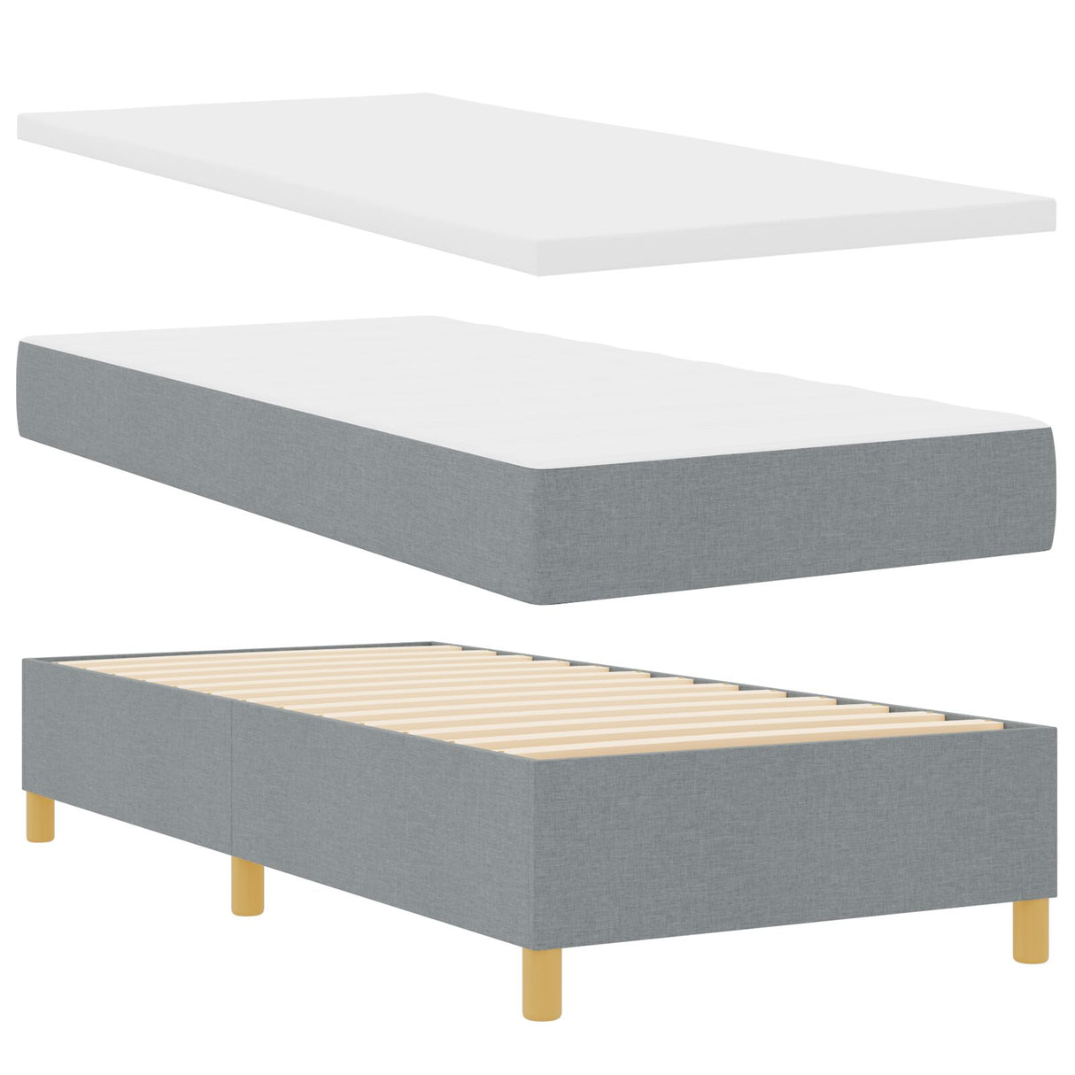 Boxspring Bed met Matras & LED Licht Grijs 90x190 cm Stof
