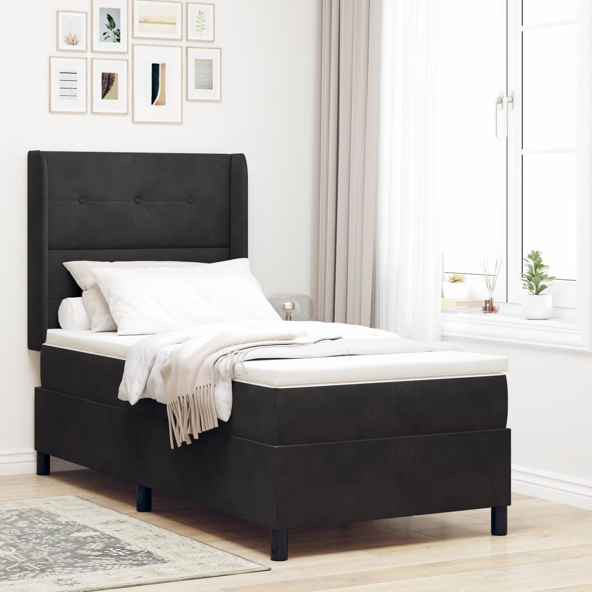 Boxspringbed met Matras & LED Zwart 80x200 cm Fluweel