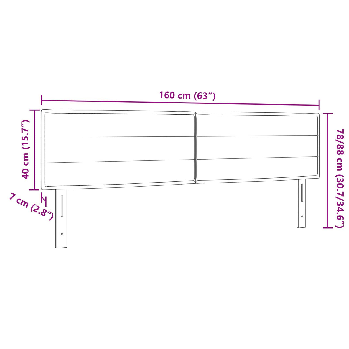 LED Hoofdbord Lijnen Ontwerp Zwart 160 cm Stof