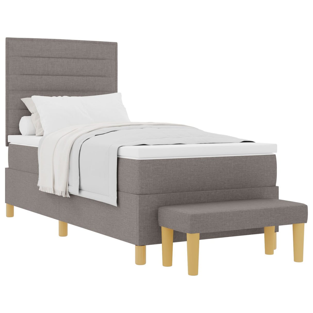 Boxspringbed met Matras & Bank Taupe 80x200 cm Stof