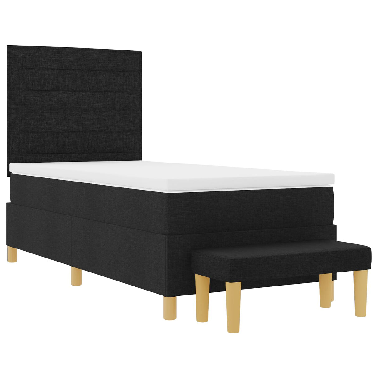 Bedframe met Matras Set van 2 Zwart Stof 90 x 190 cm Bedframe