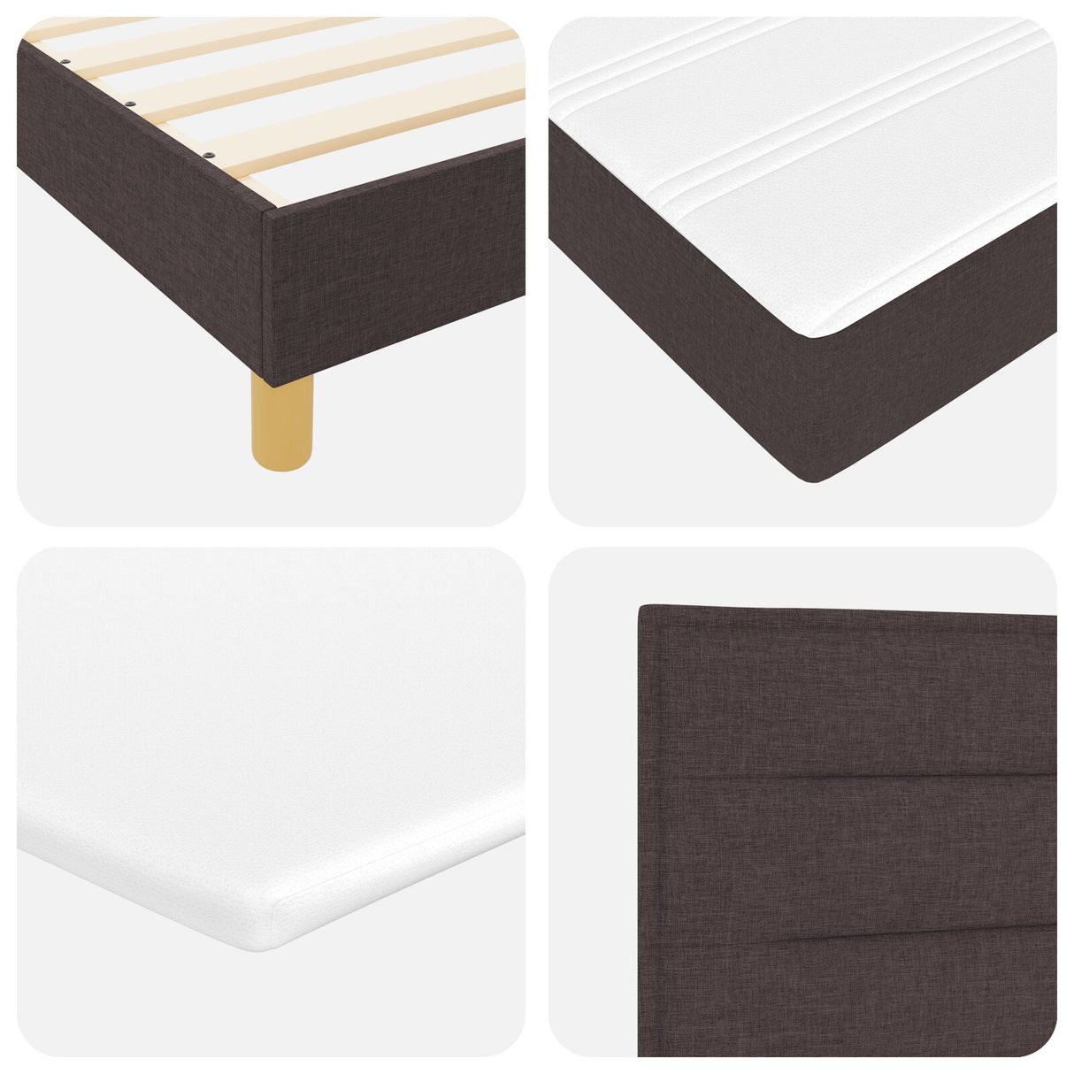 Boxspringbed met Matras & LED Donkerbruin 90x190 cm Stof
