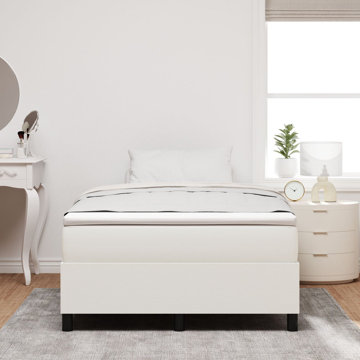 Boxspringbed met Matras Crème Klein Dubbel Corduroy Stof