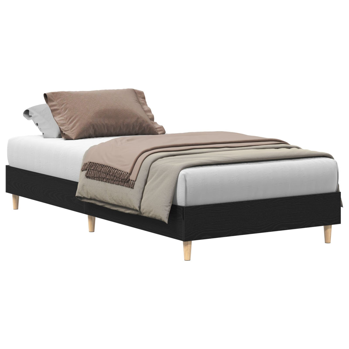 Bedframe 90x190 cm Zwart Eiken Tegenwoordig Hout