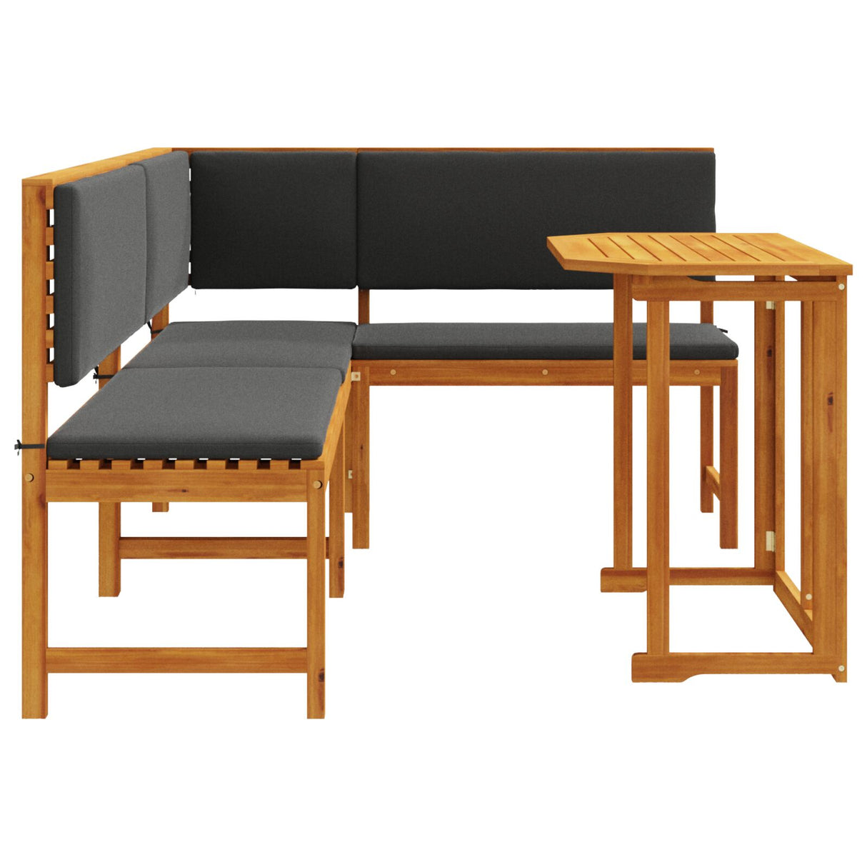 3-delige Tuin Bistro Set met Kussens van Massief Acaciahout