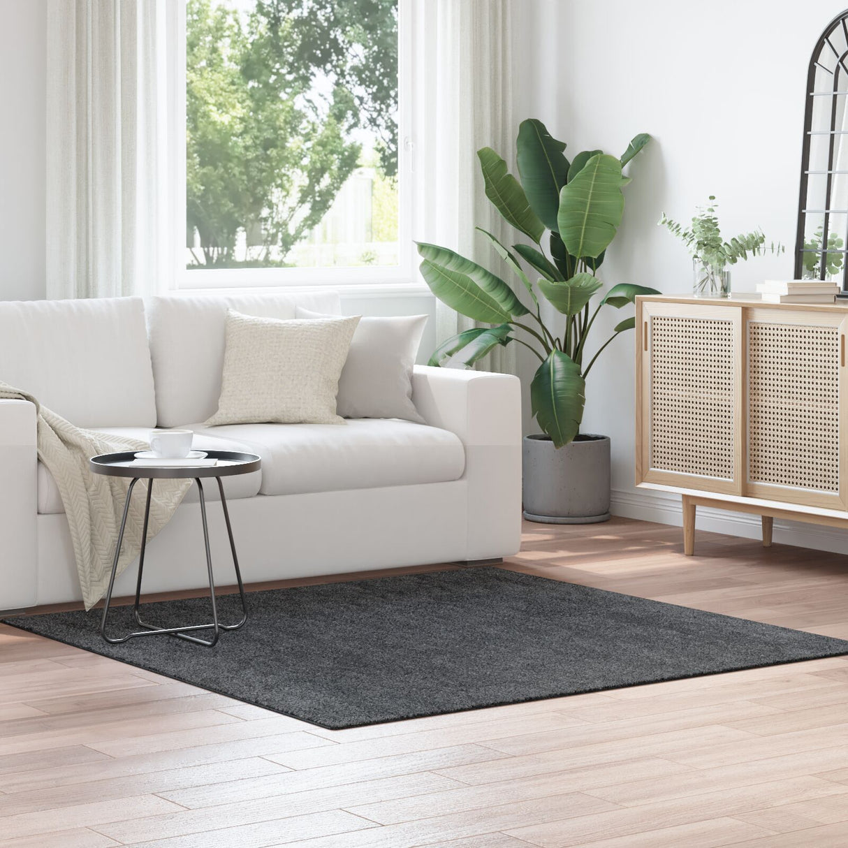 Shaggy Tapijt met Latex Onderkant Donkergrijs 160x160 cm