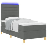 Boxspring Bed met Matras & LED Donkergrijs 90x190 cm Stof