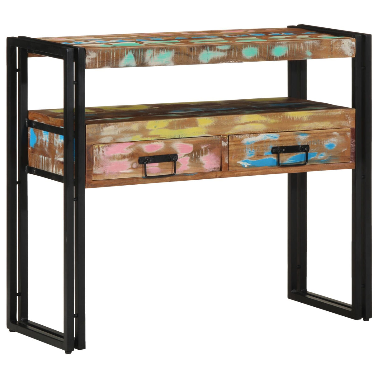 Bijzettafels Meerkleurig 90x33x75 cm Massief Gerecycled Hout & Metaal