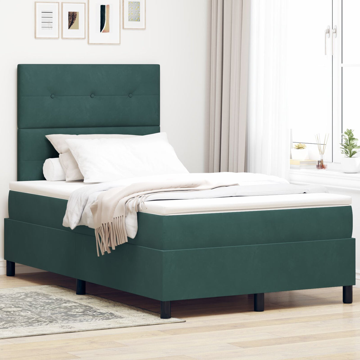 Boxspringbed met Matras Donkergroen Klein Dubbel Velvet
