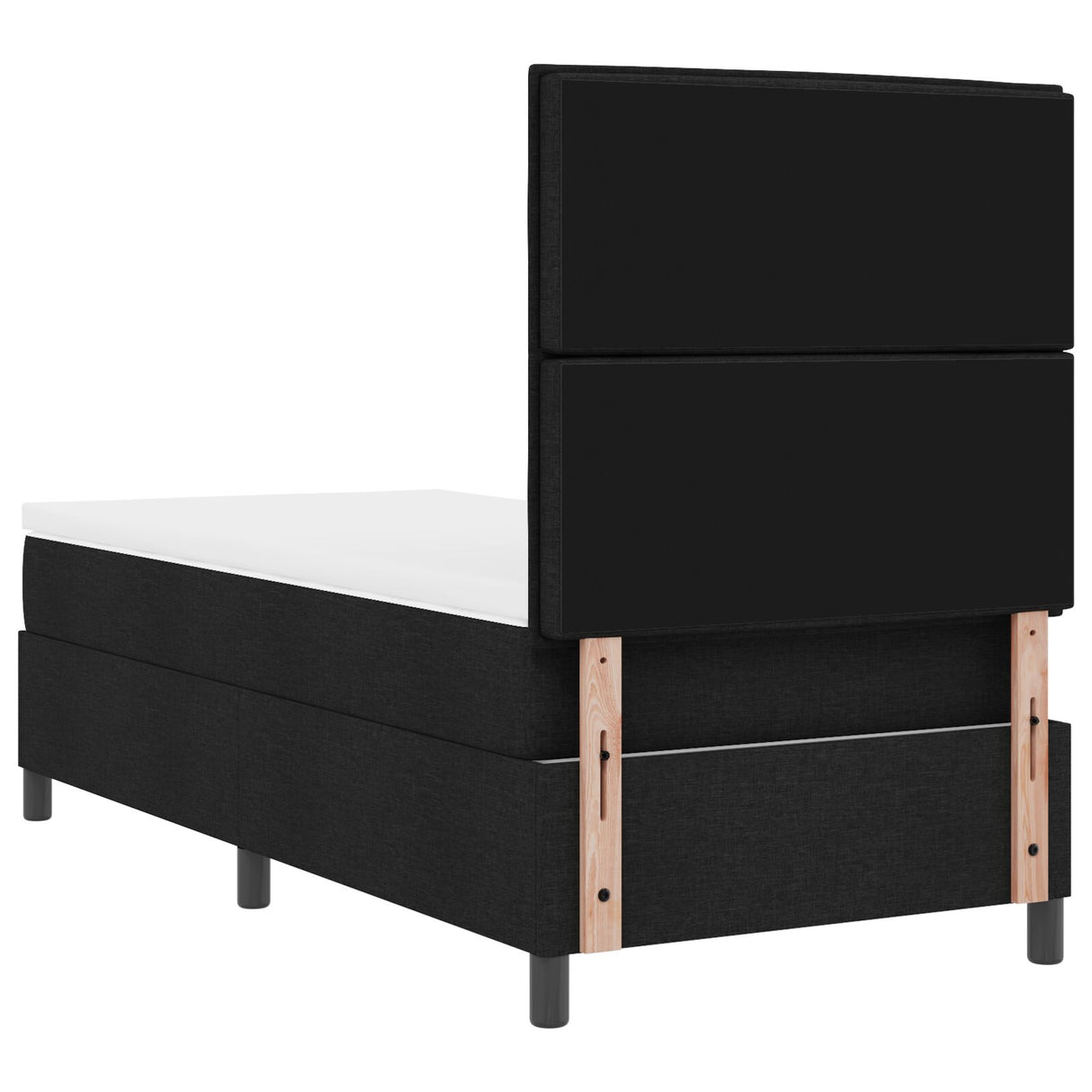 Boxspring Bed met Matras Zwart eenpersoons Stof