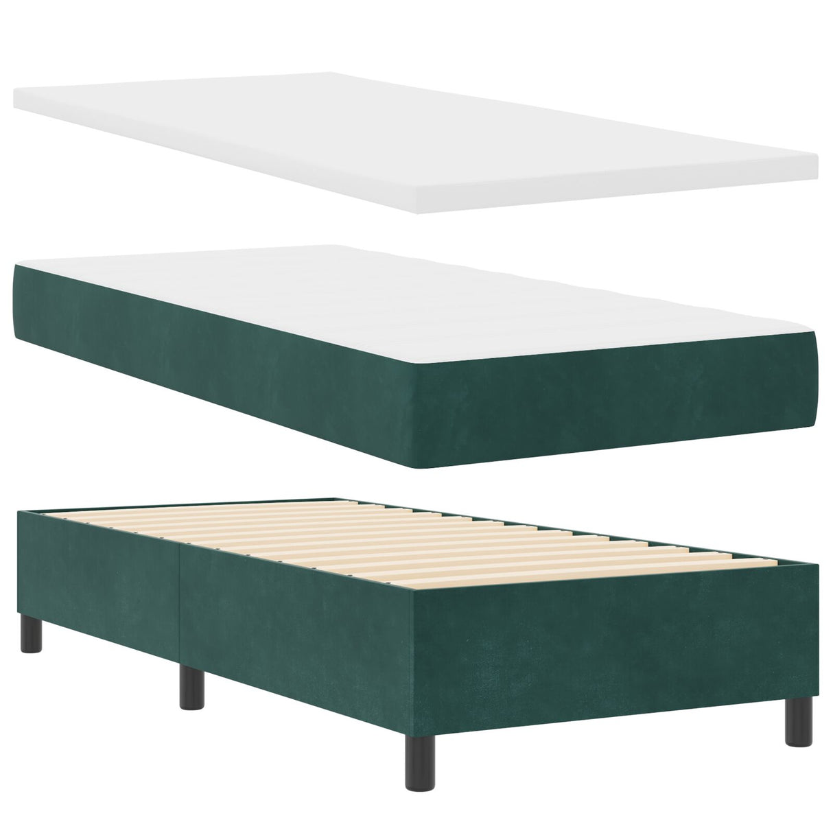 Boxspringbed met matras donkergroen 80x200 cm fluweel