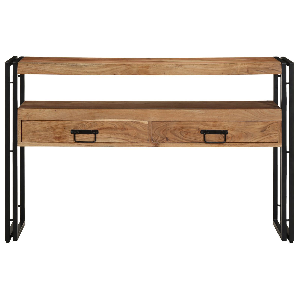 Bijzettafels Zwart 120x33x75 cm Massief acaciahout en metaal