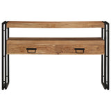 Bijzettafels Zwart 120x33x75 cm Massief acaciahout en metaal