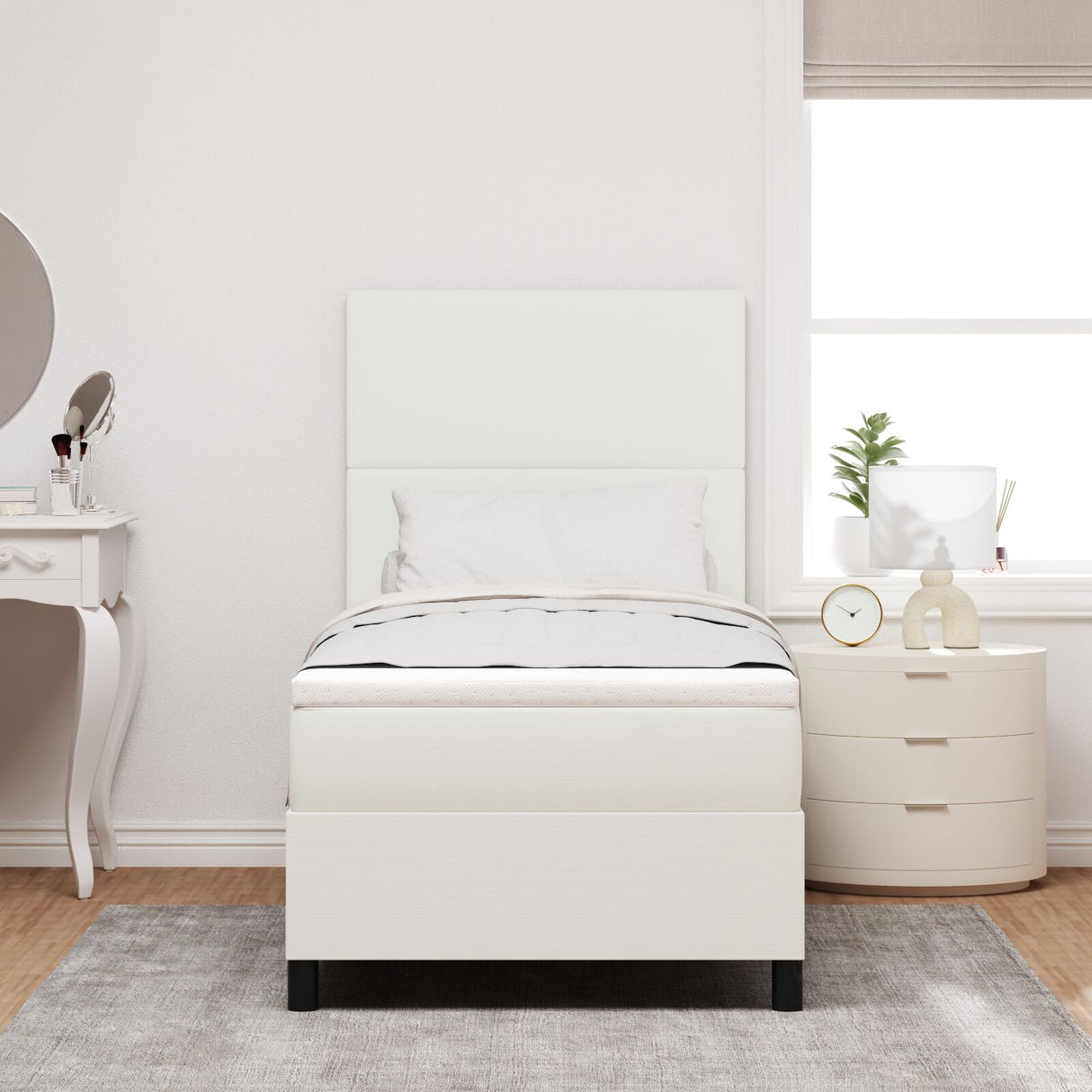 Boxspringbed met Matras Crème 80x200 cm Corduroy Stof
