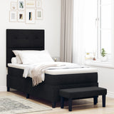 Boxspringbed met Matras & Bank Zwart 90x190 cm Stof
