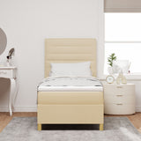 Boxspring Bed met Matras Crème Eenpersoons Stof