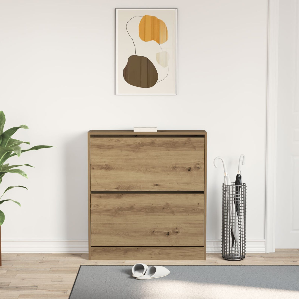 Schoenenkast met Flip Lade Gerookt Eiken 80x21x87,5 cm