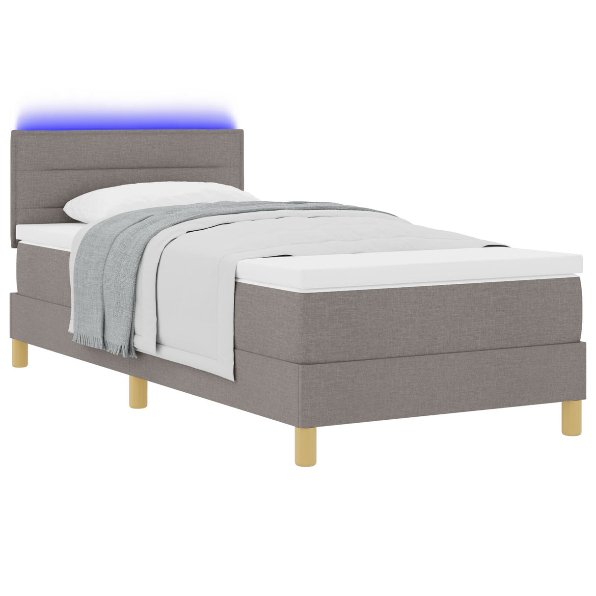 Boxspringbed met Matras & LED Taupe 90x190 cm Stof