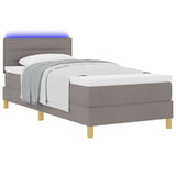 Boxspringbed met Matras & LED Taupe 90x190 cm Stof