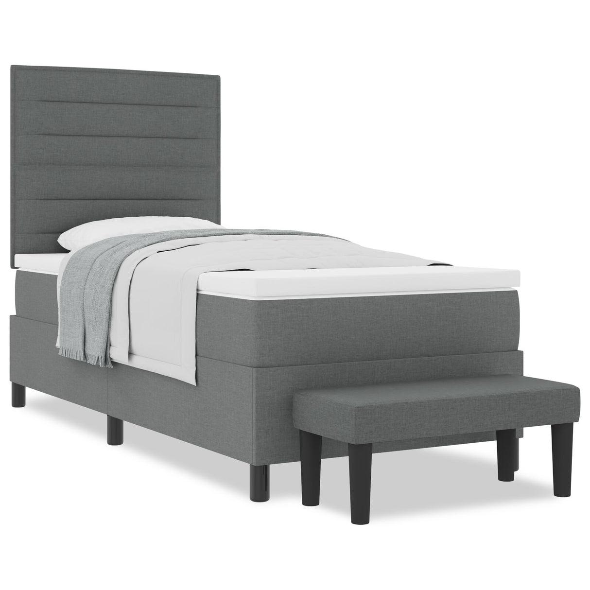 Boxspringbed met matras & bank Donkergrijs 90x190 cm Stof