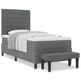 Boxspringbed met matras & bank Donkergrijs 90x190 cm Stof