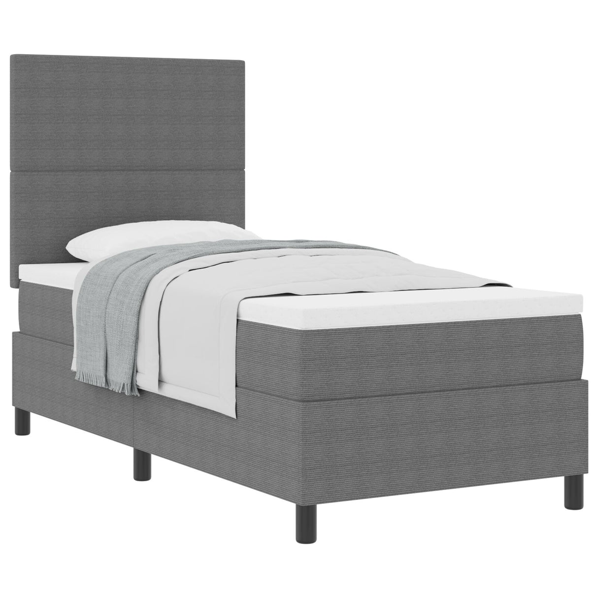 Boxspring Bed met Matras Lichtgrijs 80x200 cm Ribstof