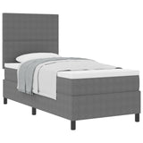 Boxspring Bed met Matras Lichtgrijs 80x200 cm Ribstof