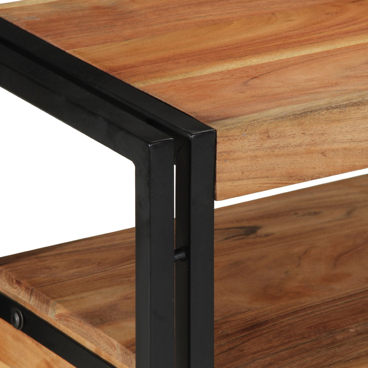 Bijzettafels Zwart 120x33x75 cm Massief acaciahout en metaal