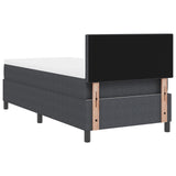 Boxspring Bed met Matras Donkergrijs Eenpersoons Corduroy Stof