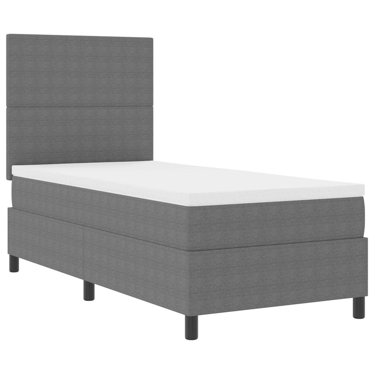 Box Spring Bed met Matras Licht Grijs Eenpersoons Ribstof