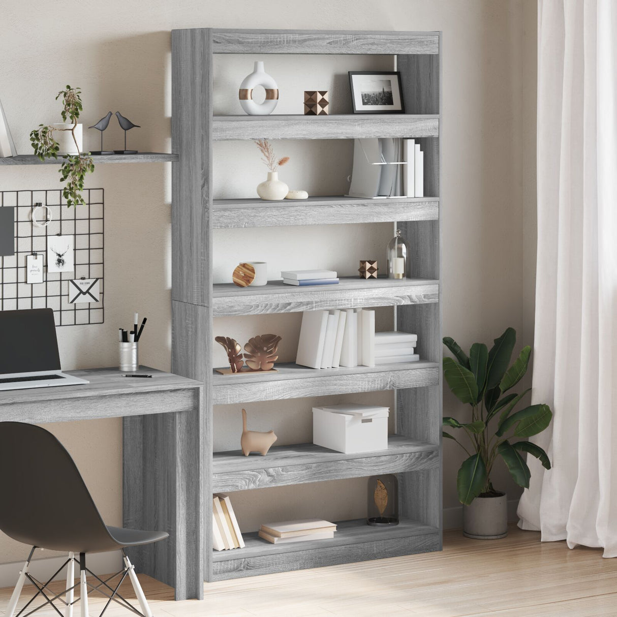 Boekenkast/Kamerdivider Zwart Eiken 100x30x198 cm Gemaakt van engineered hout
