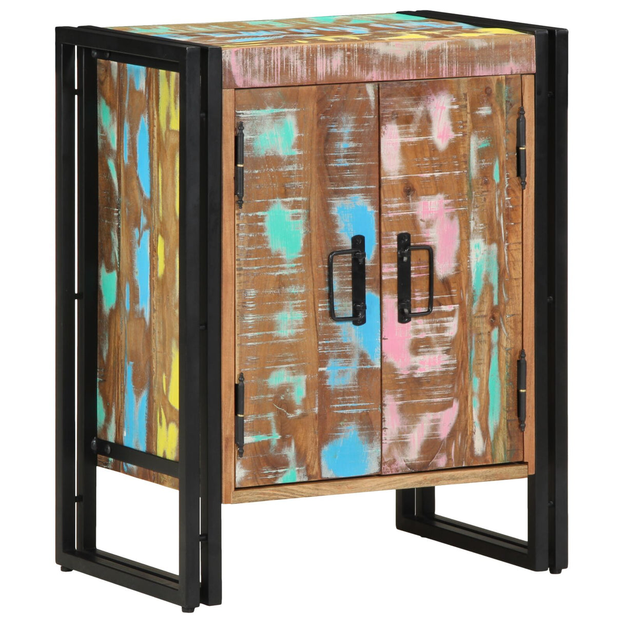 Schoenkast Zwart 30x30x40 cm Massief gerecycled hout en staal