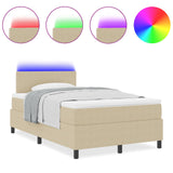 Boxspringbed met Matras & LED Licht Groen Grijs Klein Tweepersoons Corduroy Stof