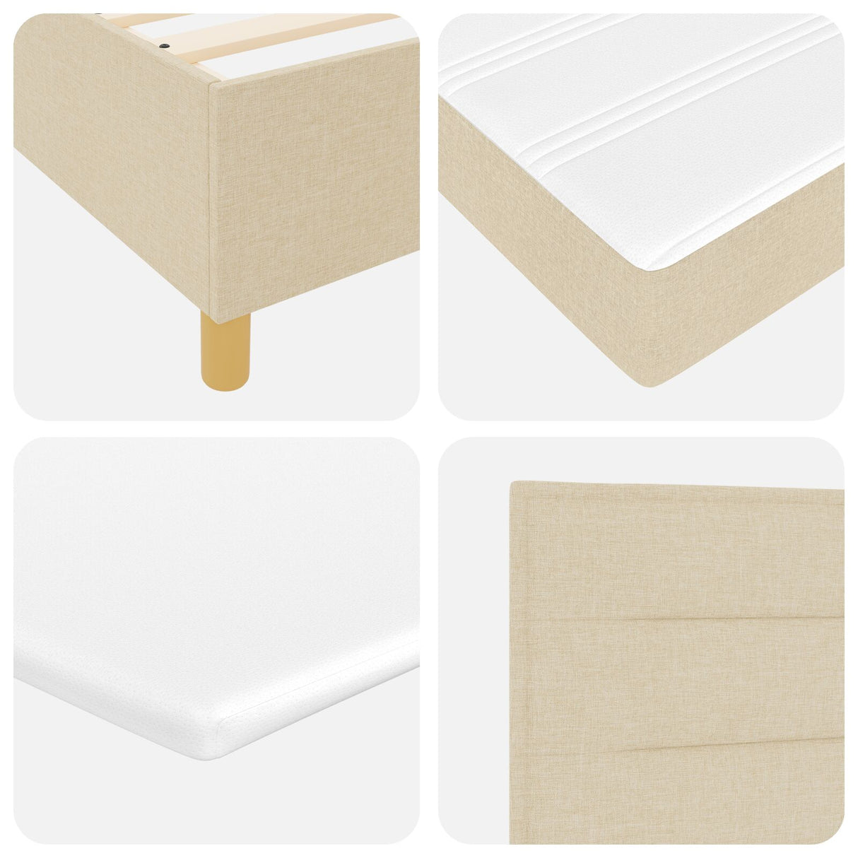 Boxspring Bed met Matras Crème Eenpersoons Stof