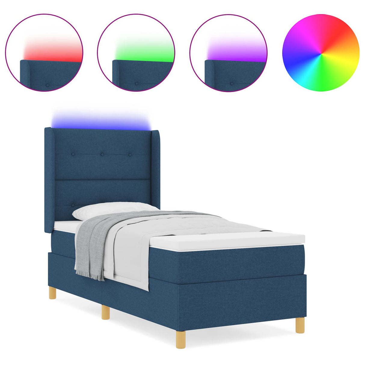 Boxspringbed met Matras Blauw 80x200 cm Stof