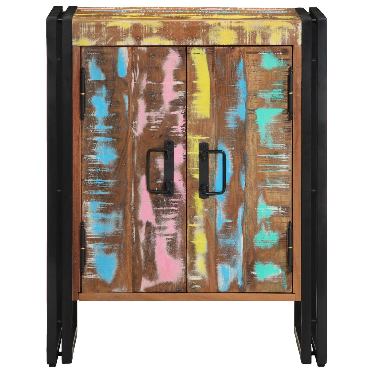 Schoenkast Zwart 30x30x40 cm Massief gerecycled hout en staal