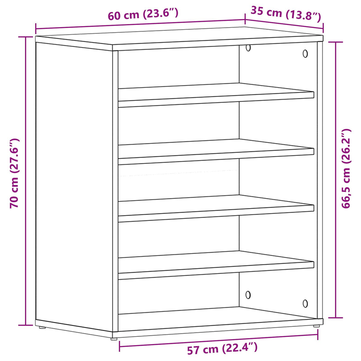 Schoenenkast Zwart Eiken 60x35x70 cm Geengineerd Hout