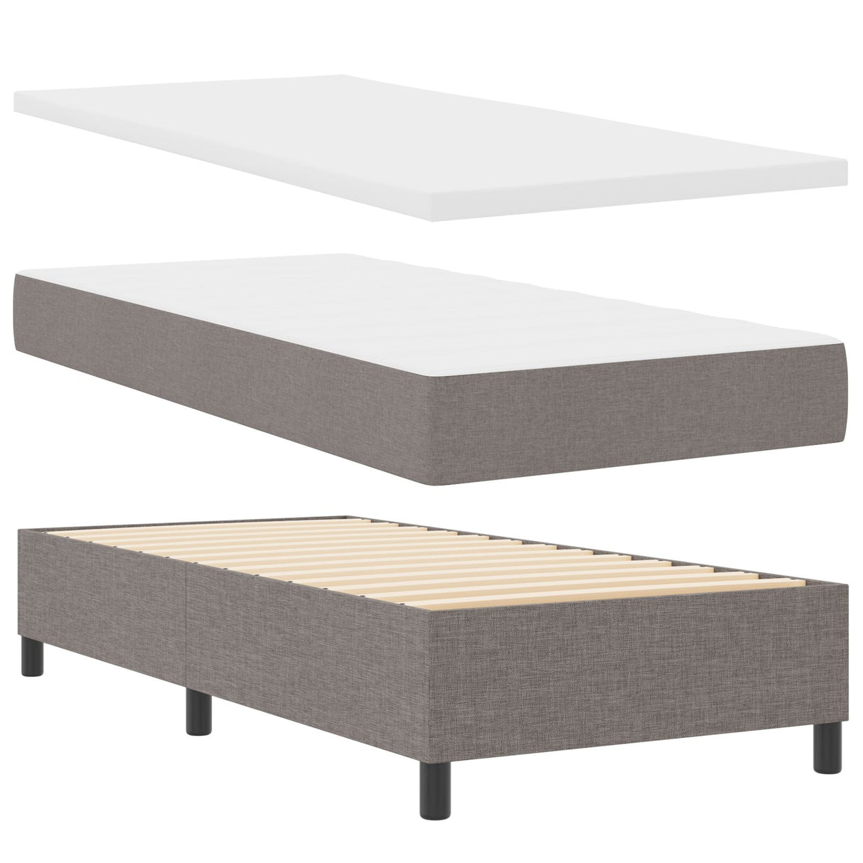 Boxspringbed met Matras & Bank Taupe 90x190 cm Stof